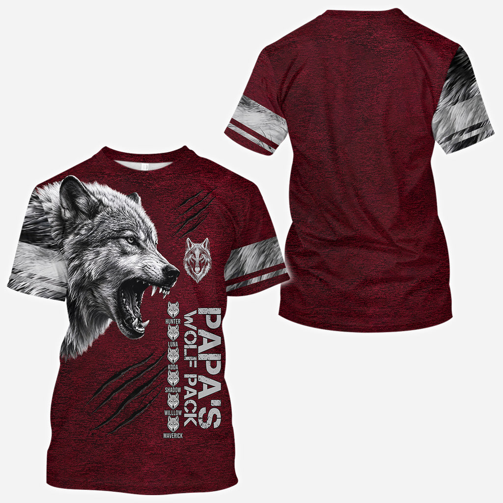 Papás Wolf Pack - Personalisierte Vater All Over Shirt