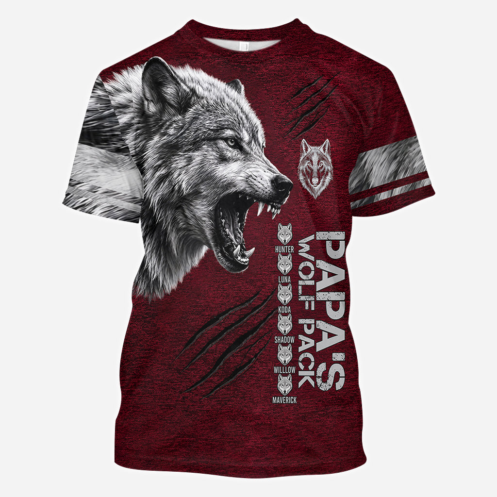 Papás Wolf Pack - Personalisierte Vater All Over Shirt