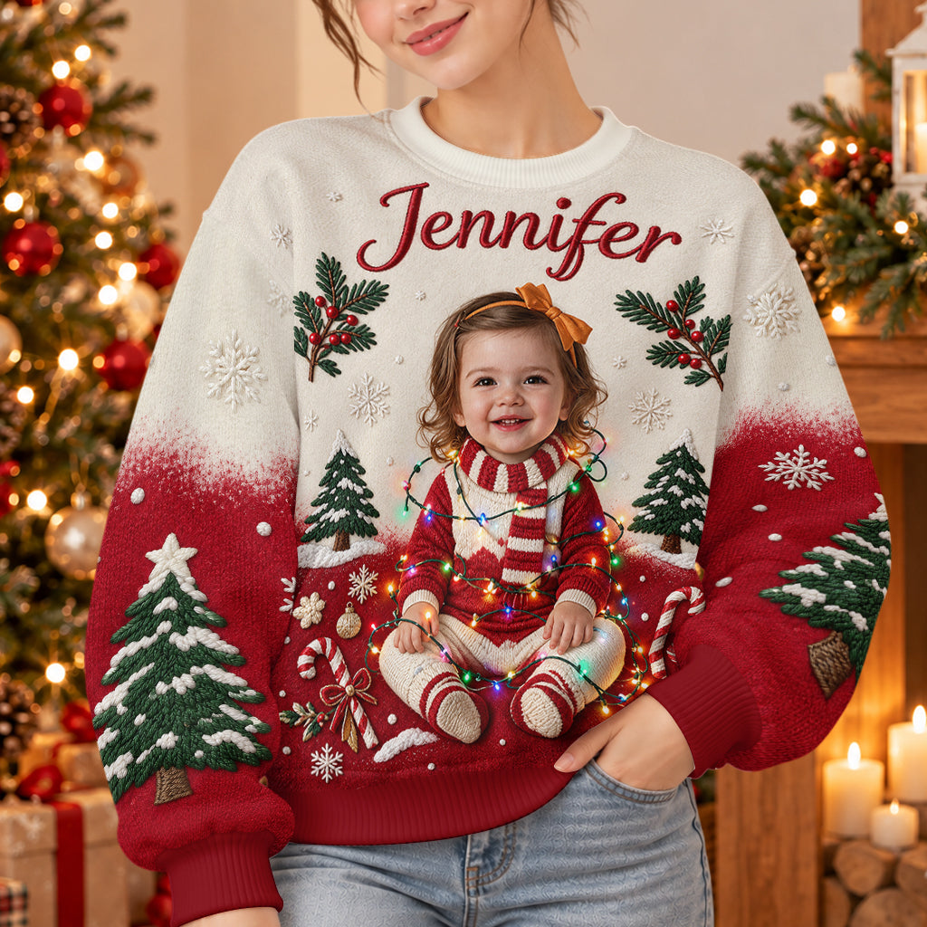 Frohe Weihnachten - Personalisierter Kinder Leuchtpullover