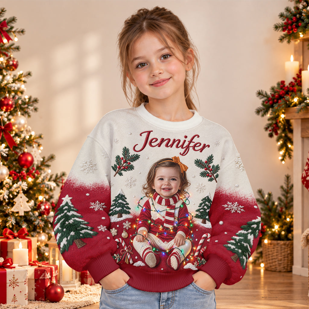 Frohe Weihnachten - Personalisierter Kinder Leuchtpullover