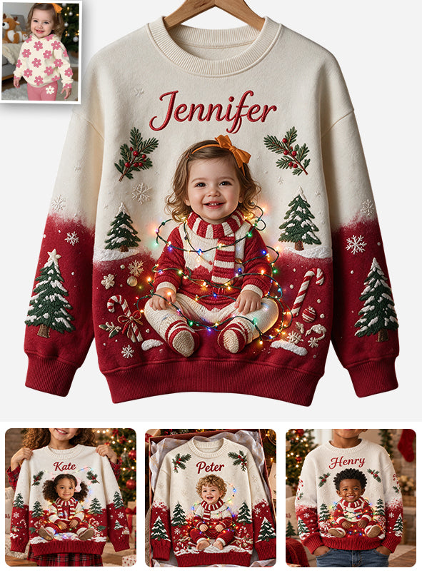 Frohe Weihnachten - Personalisierter Kinder Leuchtpullover