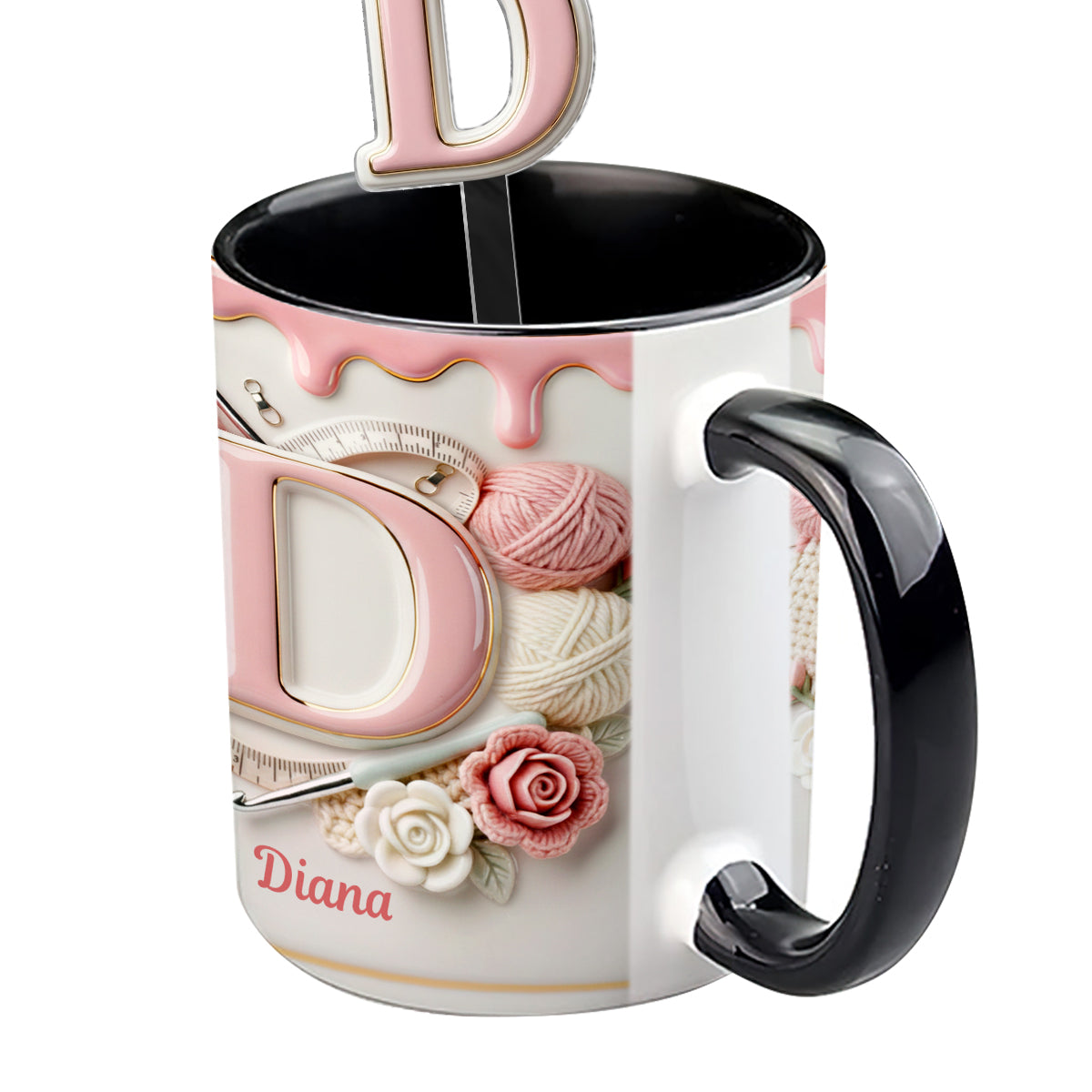 Love Crochet - Personalized Crocheting Set Accent Mug with Acrylic Stirrers
