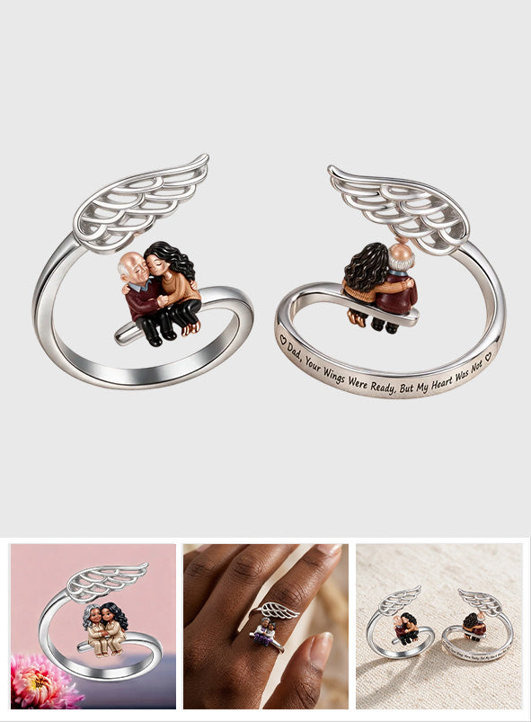 My Angel Is Always With Me - Personalized Memorial Adjustable Shaped Ring