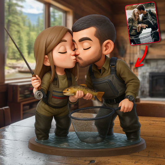Couple à la pêche - Plaque acrylique personnalisée sur le thème de la pêche