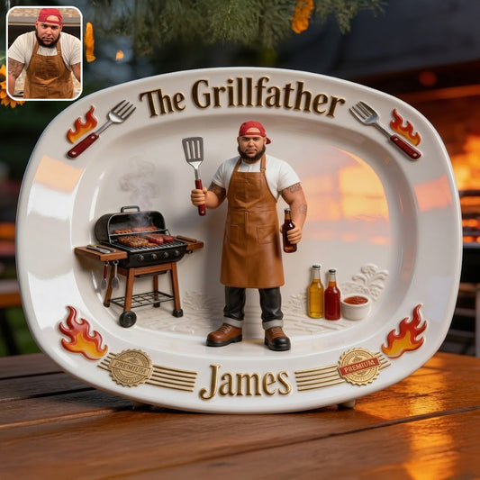Le Grillfather - Plaque Personnalisée pour Papa