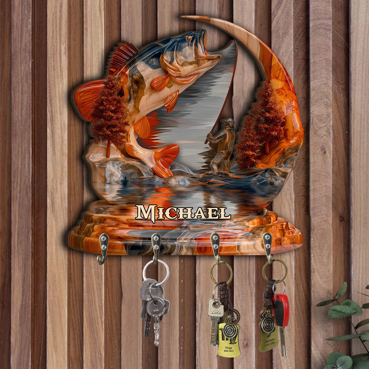 Angel-Schlüsselanhänger in personalisierter Angelform