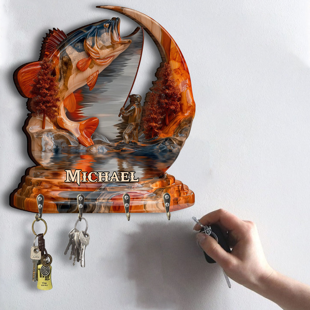 Angel-Schlüsselanhänger in personalisierter Angelform
