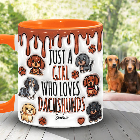 Mug personnalisé « Juste une fille qui adore les teckels »