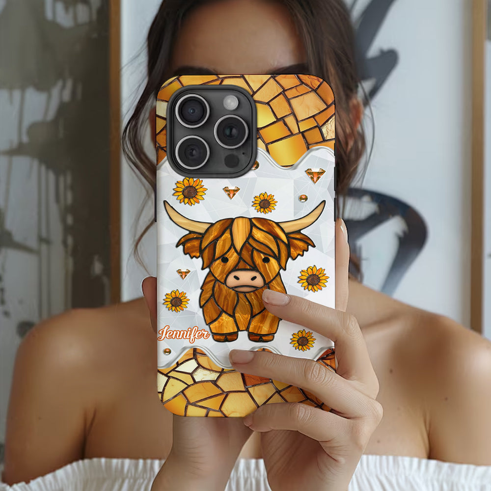 Adorable vache des Highlands - Coque de téléphone personnalisée avec imprimé intégral vache des Highlands
