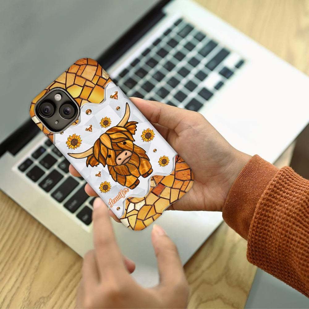 Adorable vache des Highlands - Coque de téléphone personnalisée avec imprimé intégral vache des Highlands
