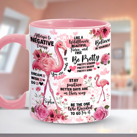 Flamingo Affirmation - Personalized Flamingo Accent Mug