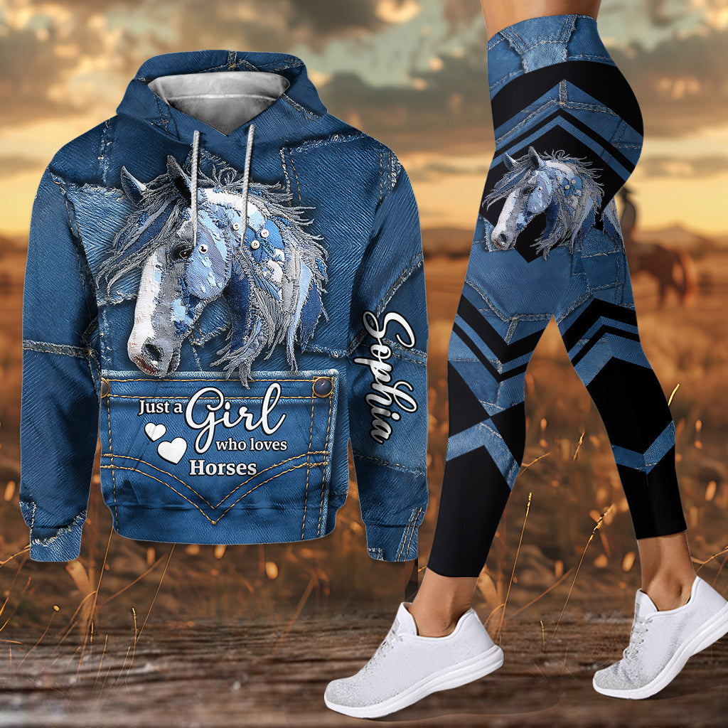 Love Horse - Sweat à capuche et leggings personnalisés à motif cheval
