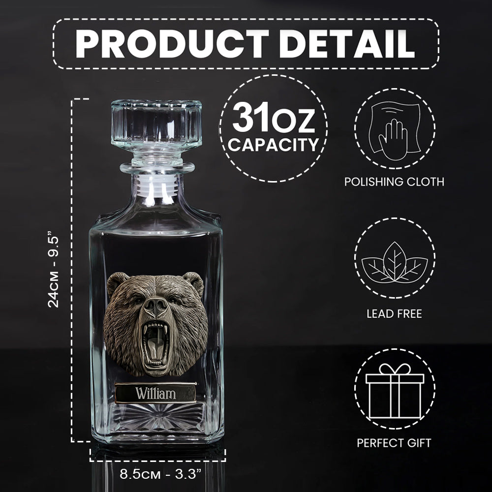 Grizzlies Roar Bear - Personalized Hunting Whiskey Glass