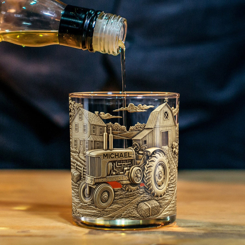 Vie à la campagne - Verre à whisky personnalisé en forme de tracteur