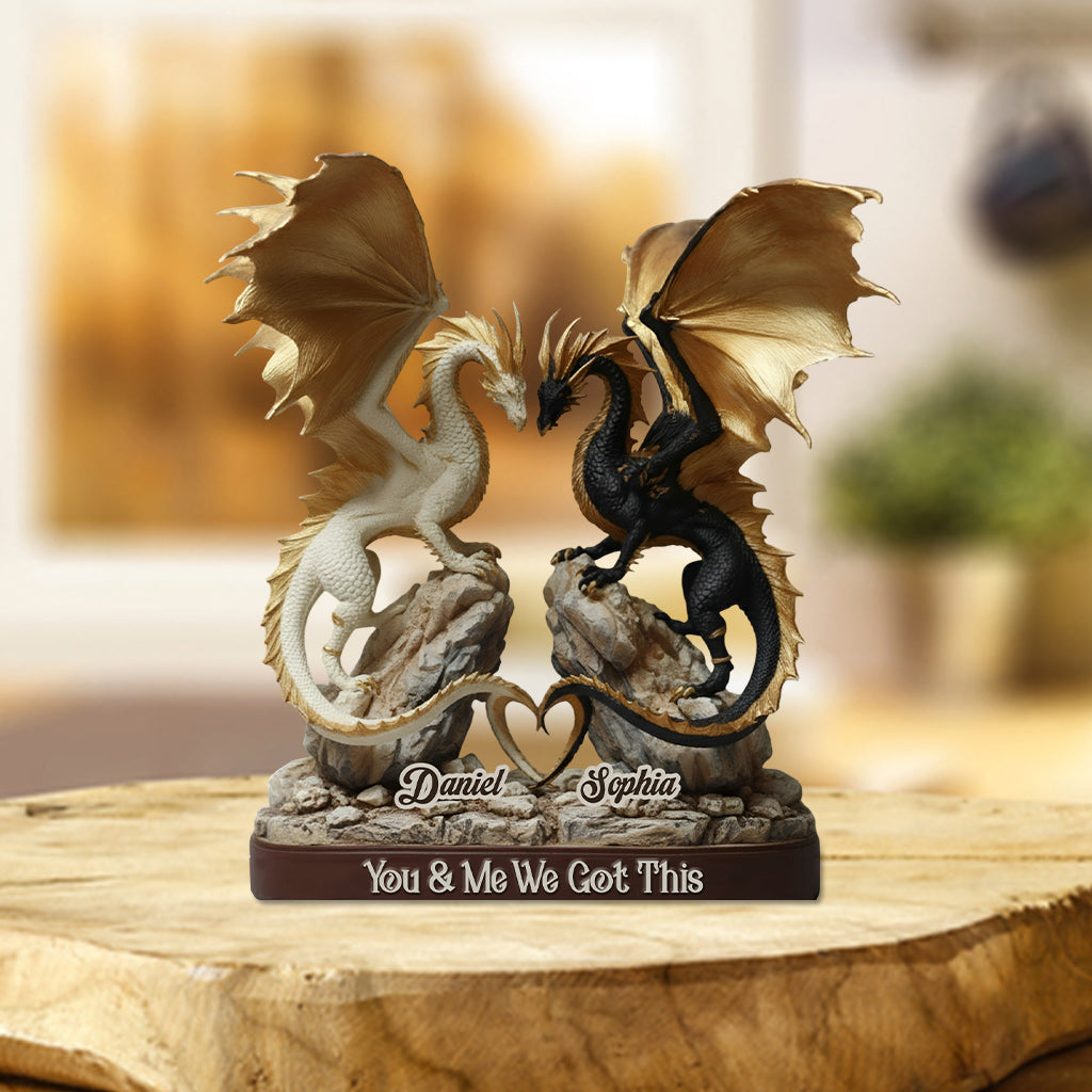 Du und ich, wir schaffen das – personalisierte Drachen-Acrylplakette in individueller Form