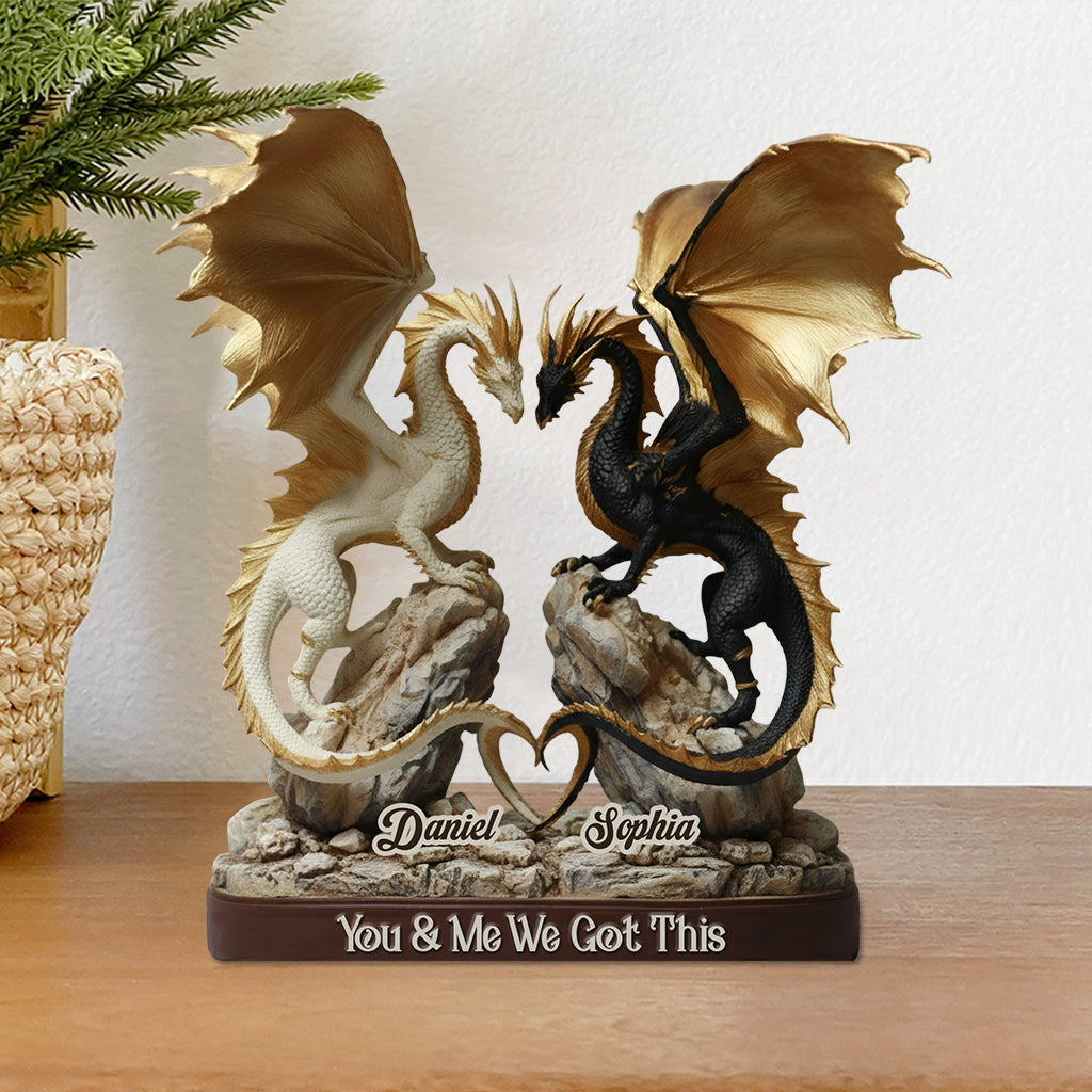 Du und ich, wir schaffen das – personalisierte Drachen-Acrylplakette in individueller Form
