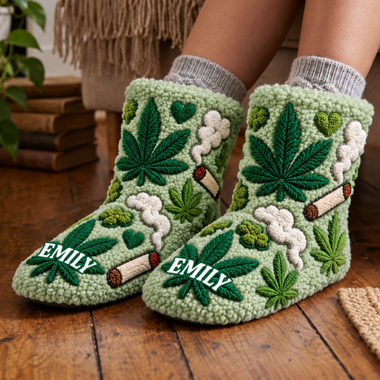 Cadeau Stoner - Chaussons en fausse fourrure personnalisés