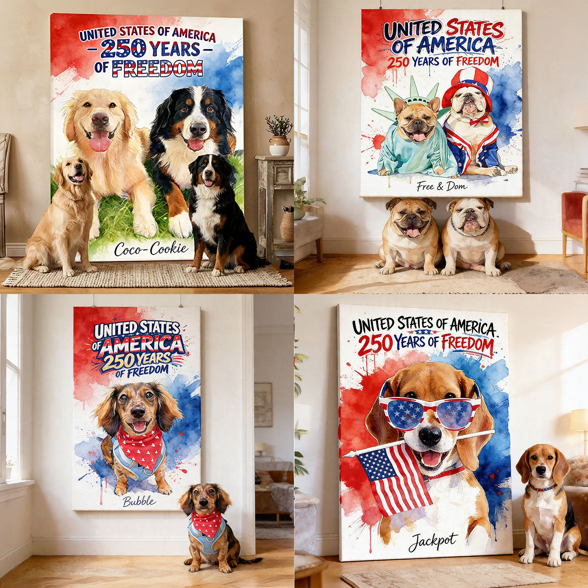 250. Jubiläum mit Haustieren - Personalisierte Hundeleinwand und Poster