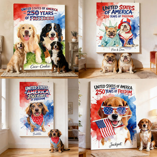 250. Jubiläum mit Haustieren - Personalisierte Hundeleinwand und Poster
