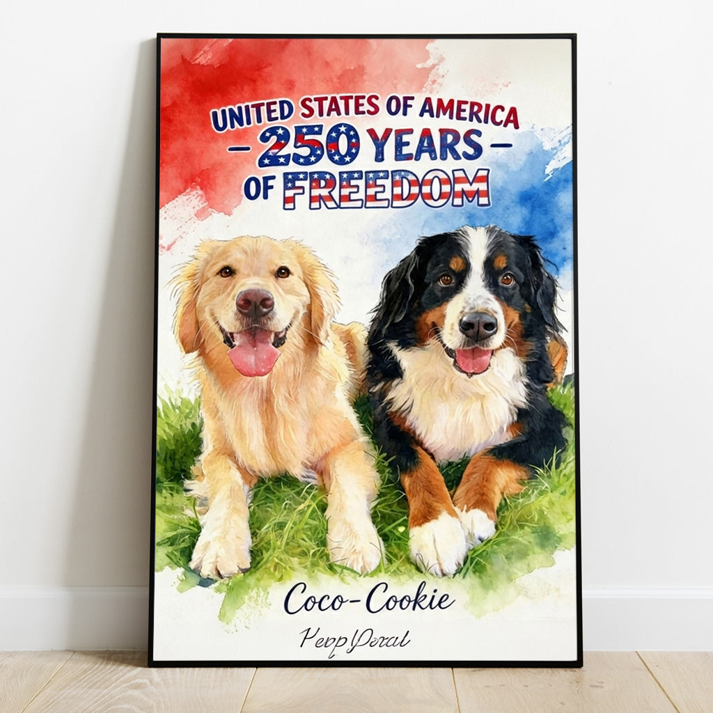 250. Jubiläum mit Haustieren - Personalisierte Hundeleinwand und Poster