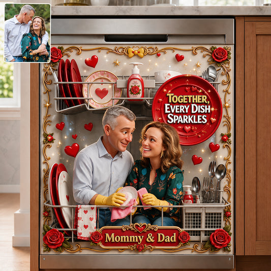 Together, Every Dish Sparkles - Personalized Couple Dishwasher Cover