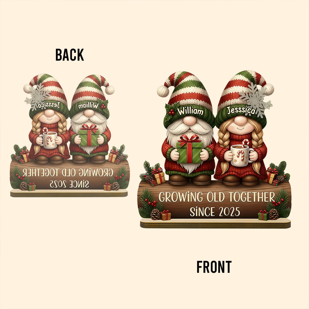 Custom Couple Growing Old Together Plaque, Christmas Decor - Personalized Couple Custom Shaped Acrylic Plaque