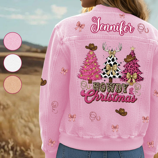 Fröhliche Weihnachten – Personalisierte Cowgirl-Bomberjacke