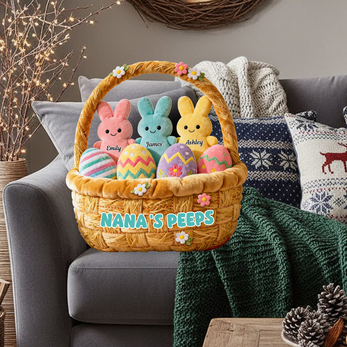 Cadeau de grand-mère pour maman, grand-mère - Coussin personnalisé en fausse fourrure en forme de grand-mère