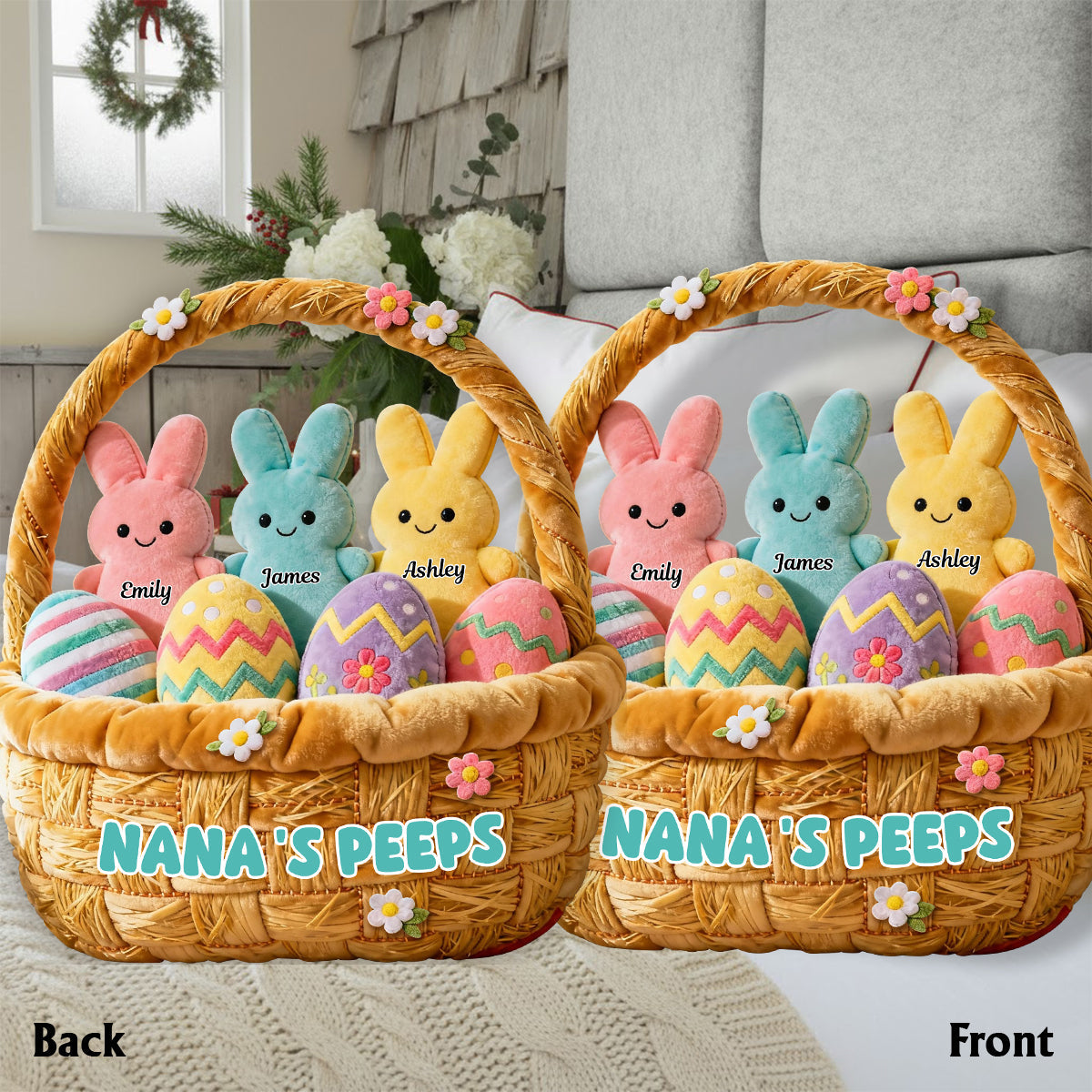 Cadeau de grand-mère pour maman, grand-mère - Coussin personnalisé en fausse fourrure en forme de grand-mère