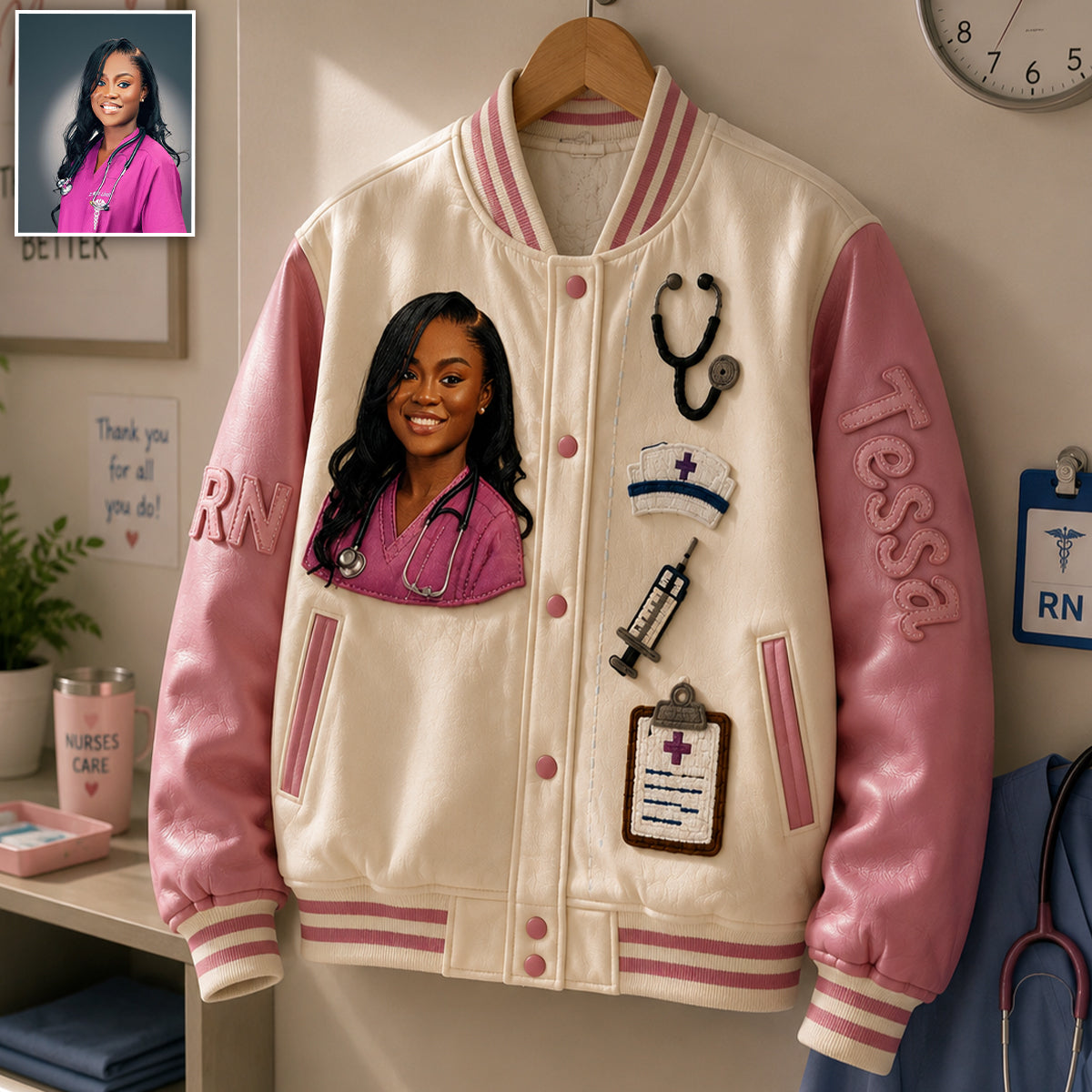 Gift For Nurse - Personalized Nurse Varsity Jacket