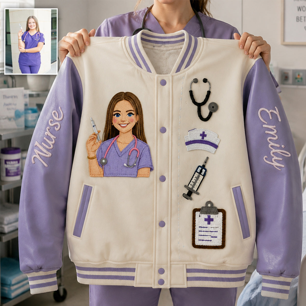 Gift For Nurse - Personalized Nurse Varsity Jacket