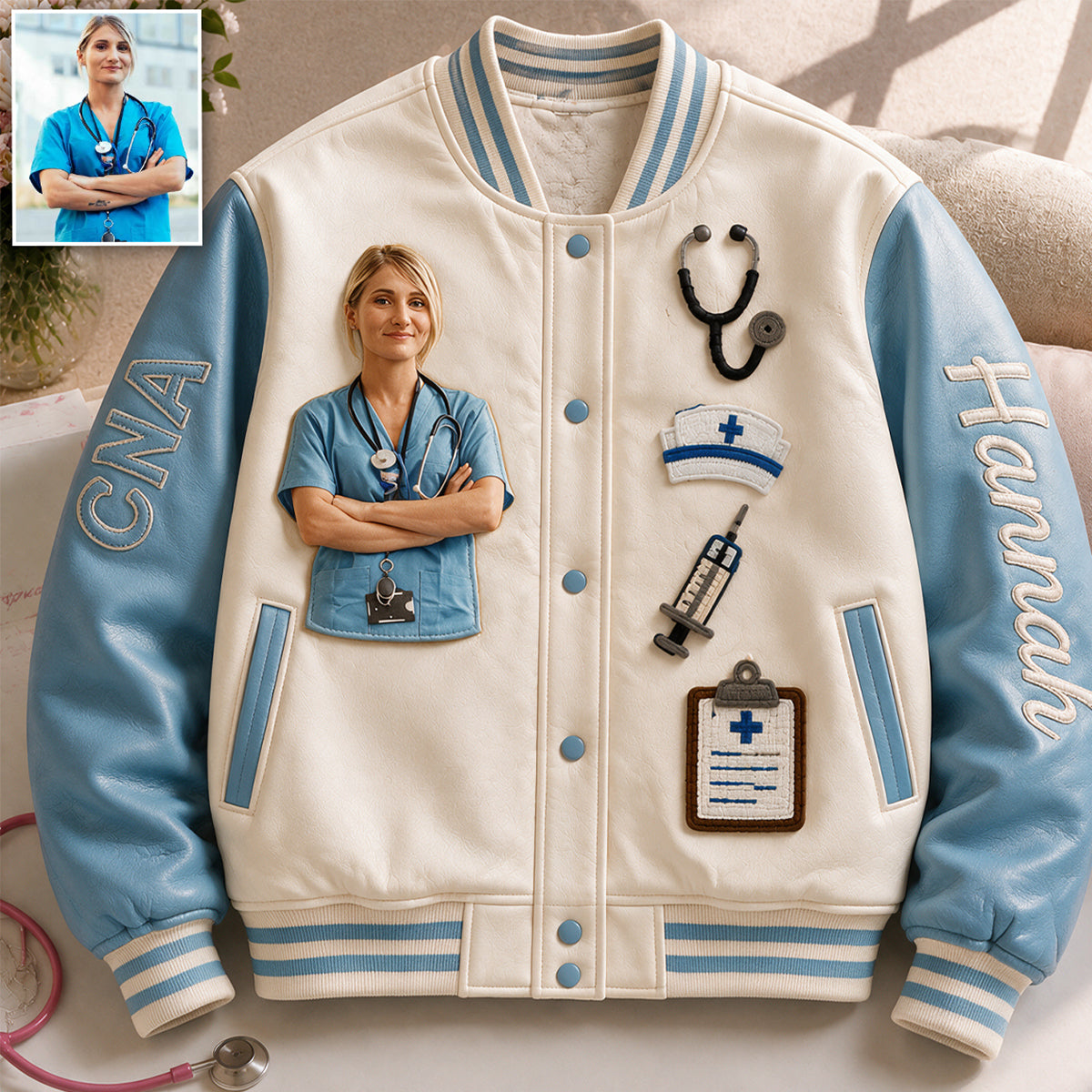 Gift For Nurse - Personalized Nurse Varsity Jacket