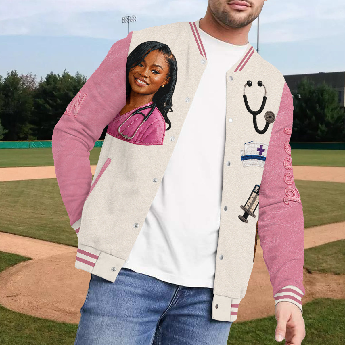 Gift For Nurse - Personalized Nurse Varsity Jacket