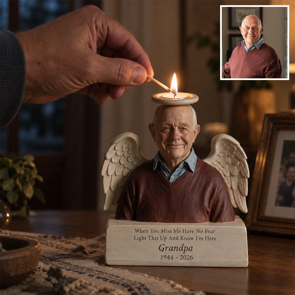 In Loving Memory - Personalized Memorial Custom Shape Wooden Candle Holder