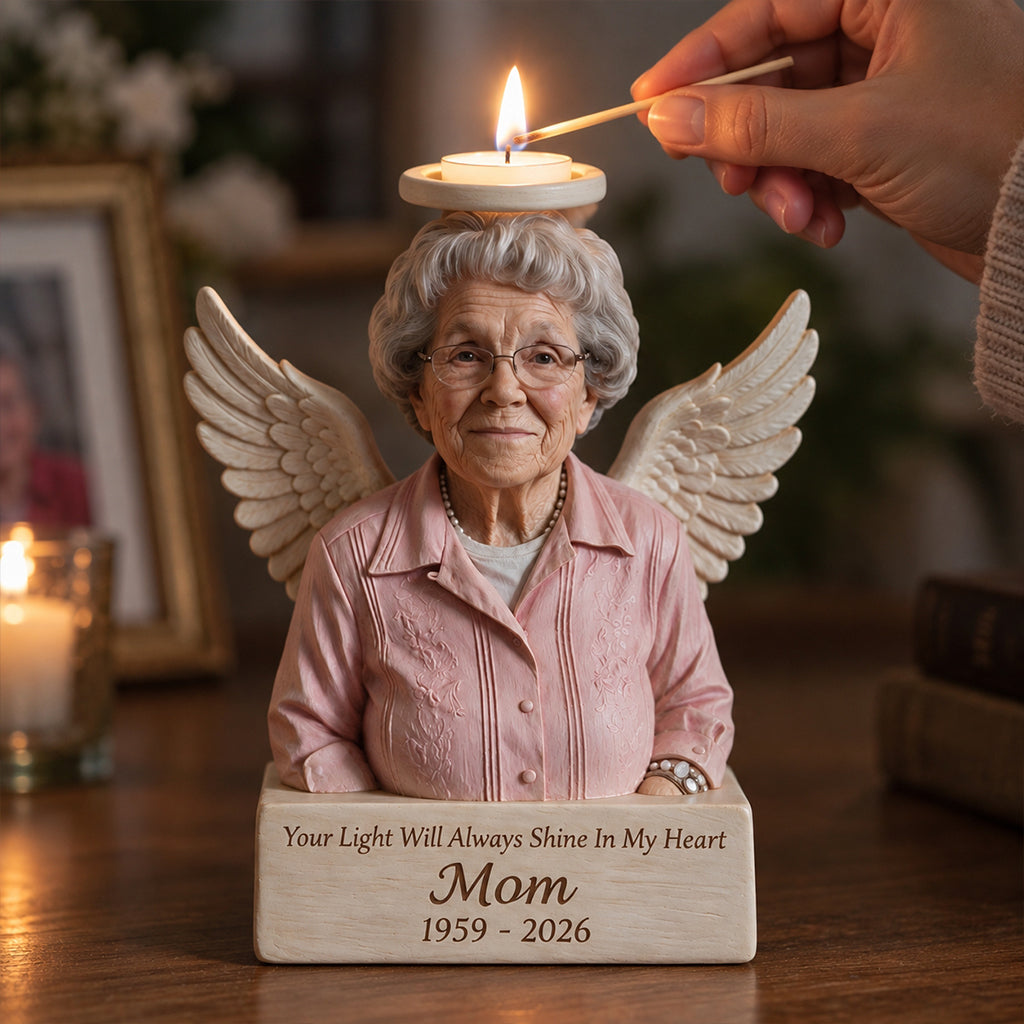 In Loving Memory - Personalized Memorial Custom Shape Wooden Candle Holder