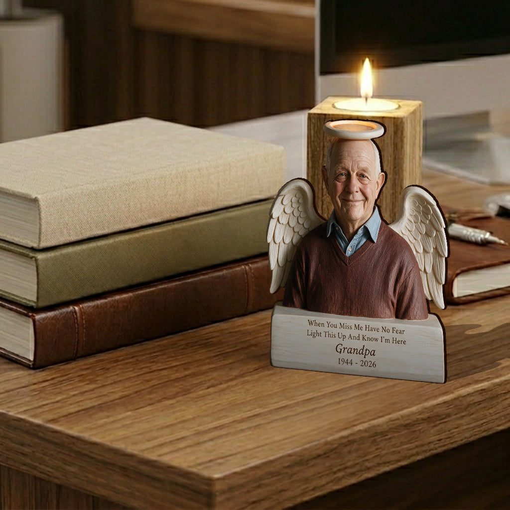 In Loving Memory - Personalized Memorial Custom Shape Wooden Candle Holder