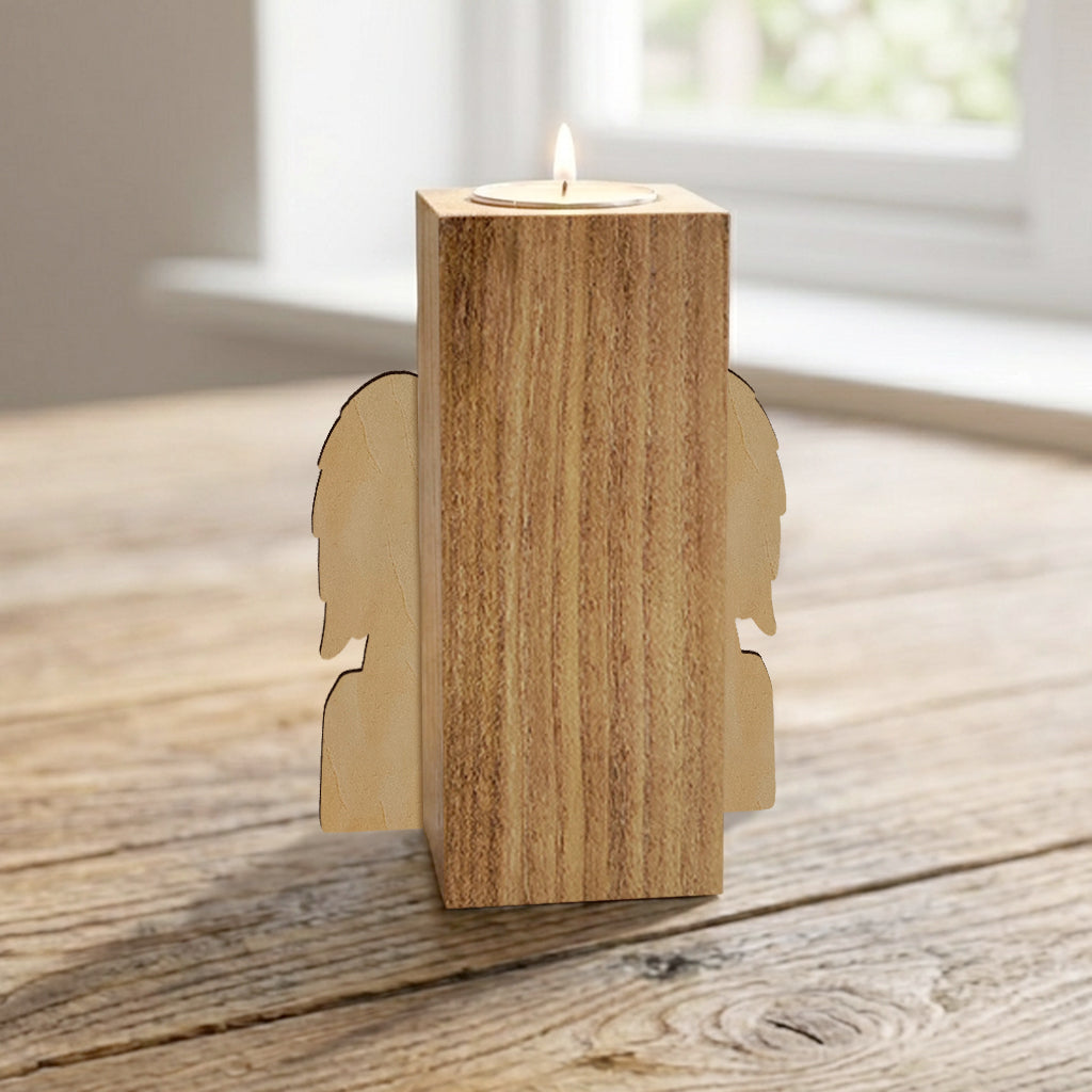 In Loving Memory - Personalized Memorial Custom Shape Wooden Candle Holder