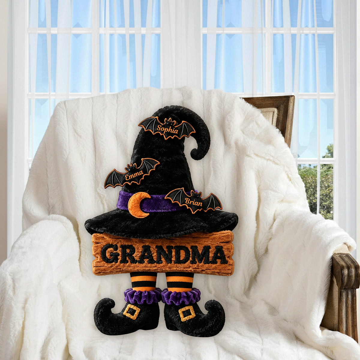 Grandma Witch Hat - Personalized Grandma Premium Faux Fur Pillow