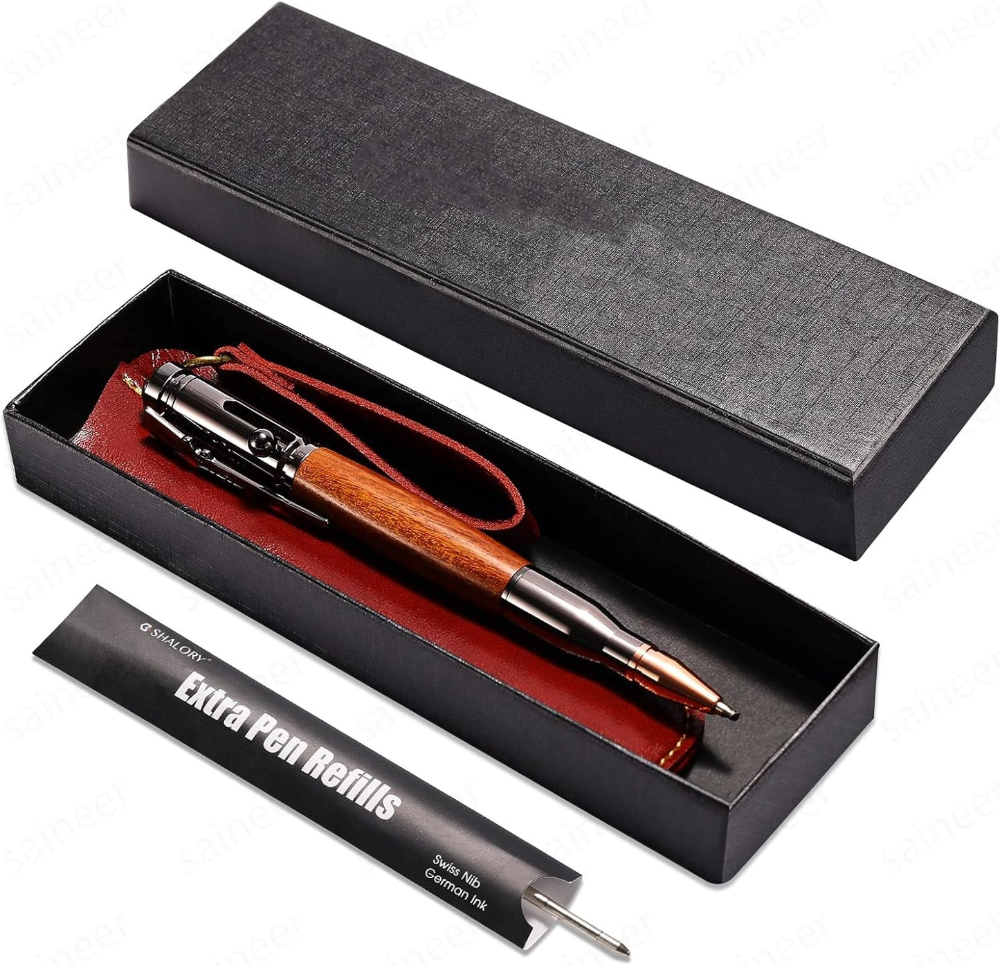 Stylo à bille à mécanisme à verrou avec boussole et recharge supplémentaire