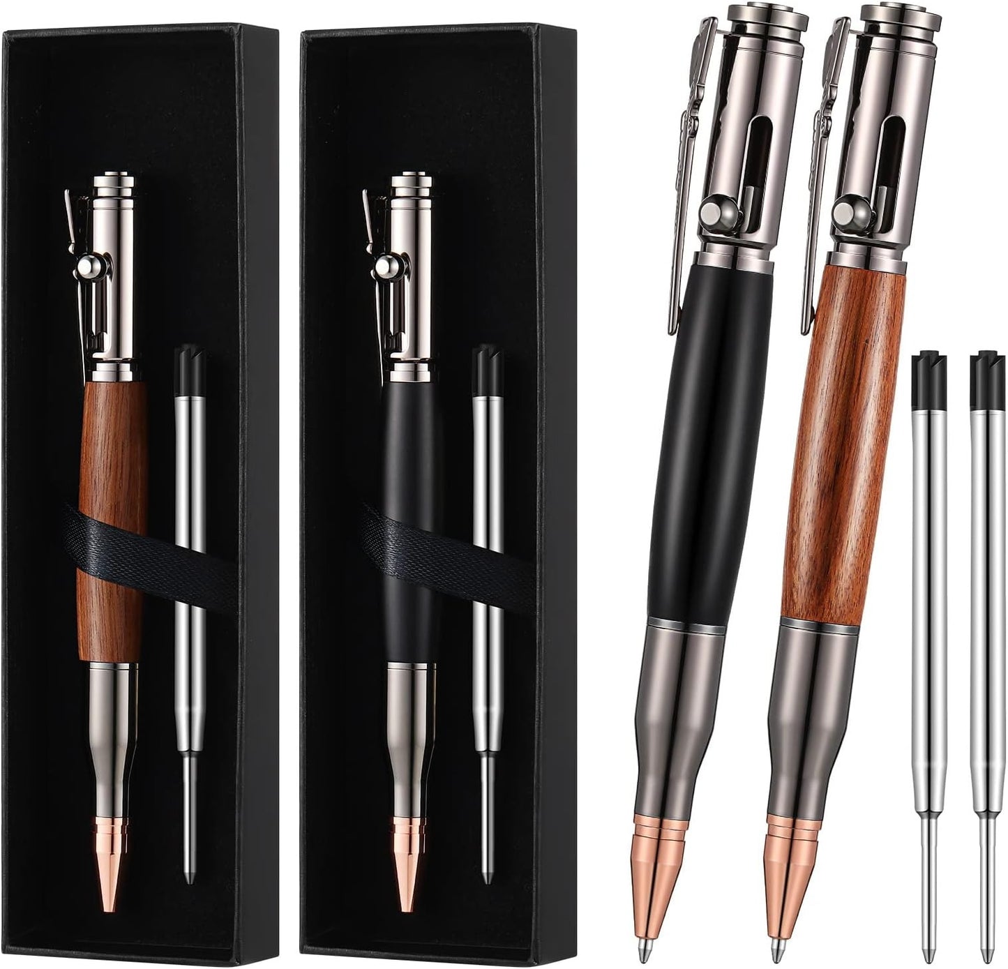Stylo à bille à mécanisme à verrou avec boussole et recharge supplémentaire