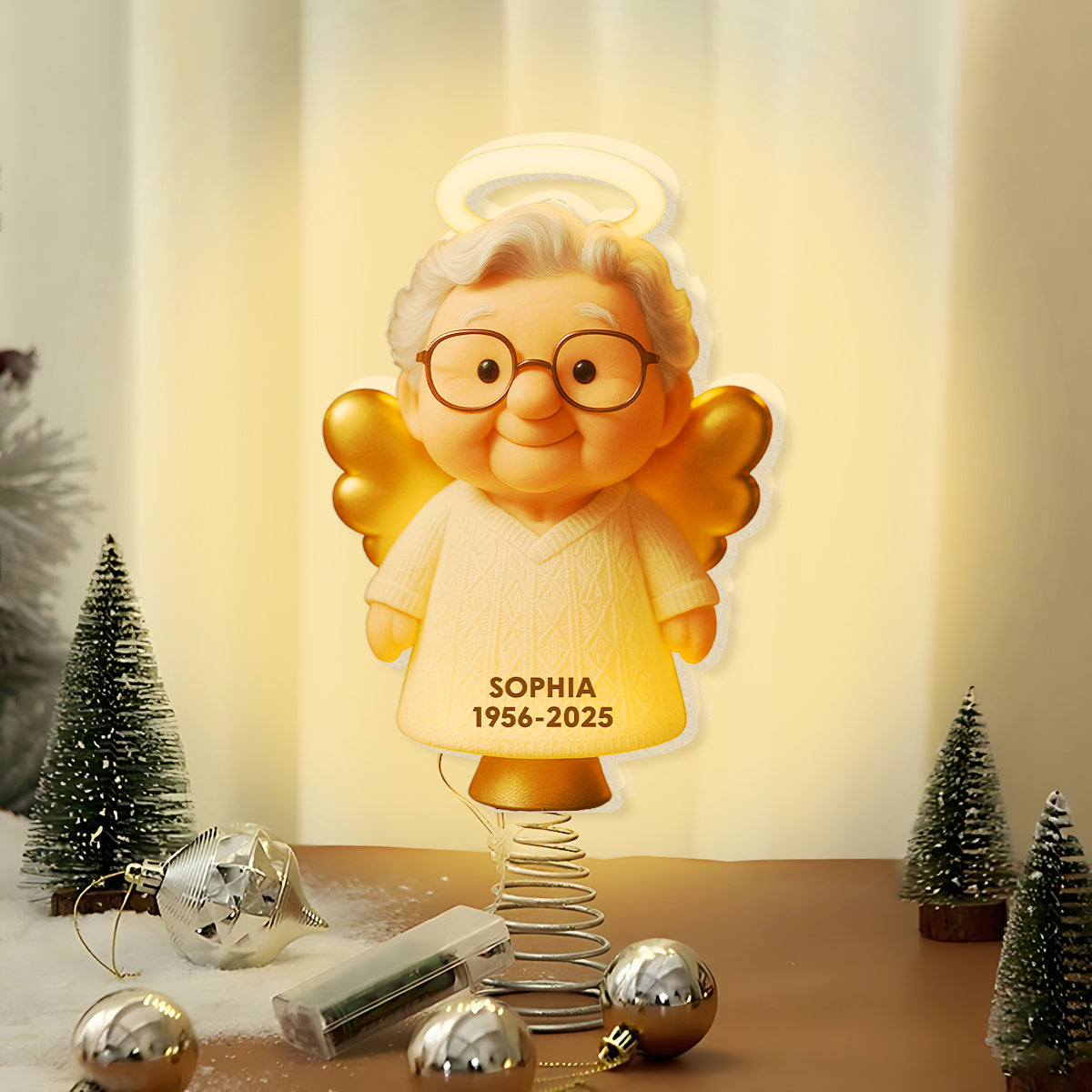 Christmas Memorial - Personalized Memorial LED Light Tree Topper