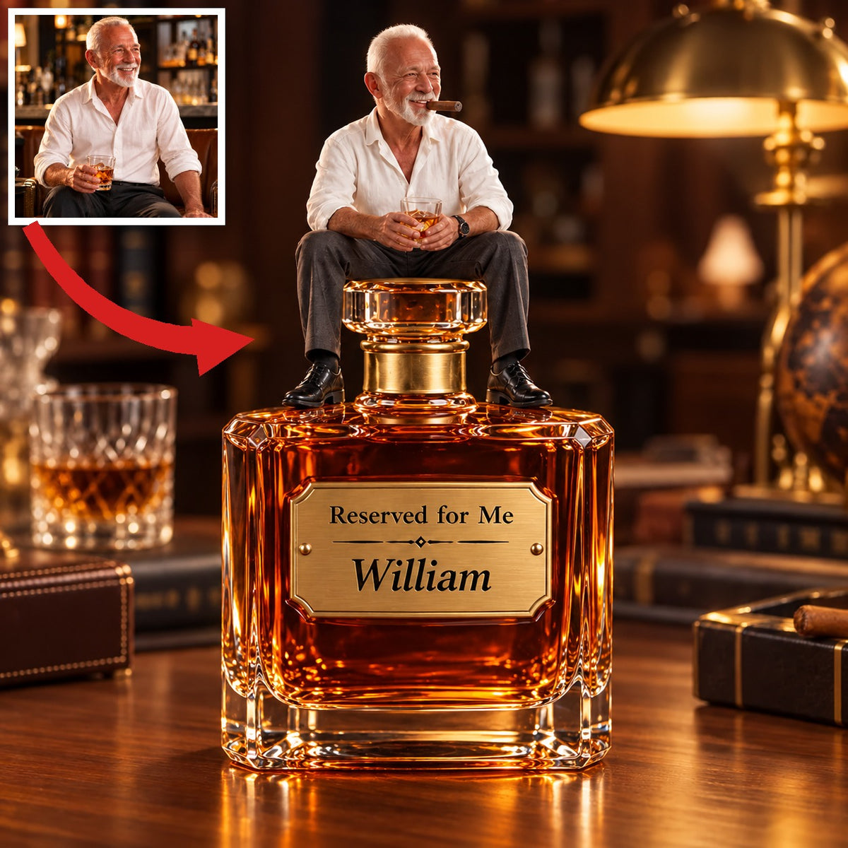 Personalized Whiskey Acrylic Plaque - Custom Photo Decanter-Top Sculpture