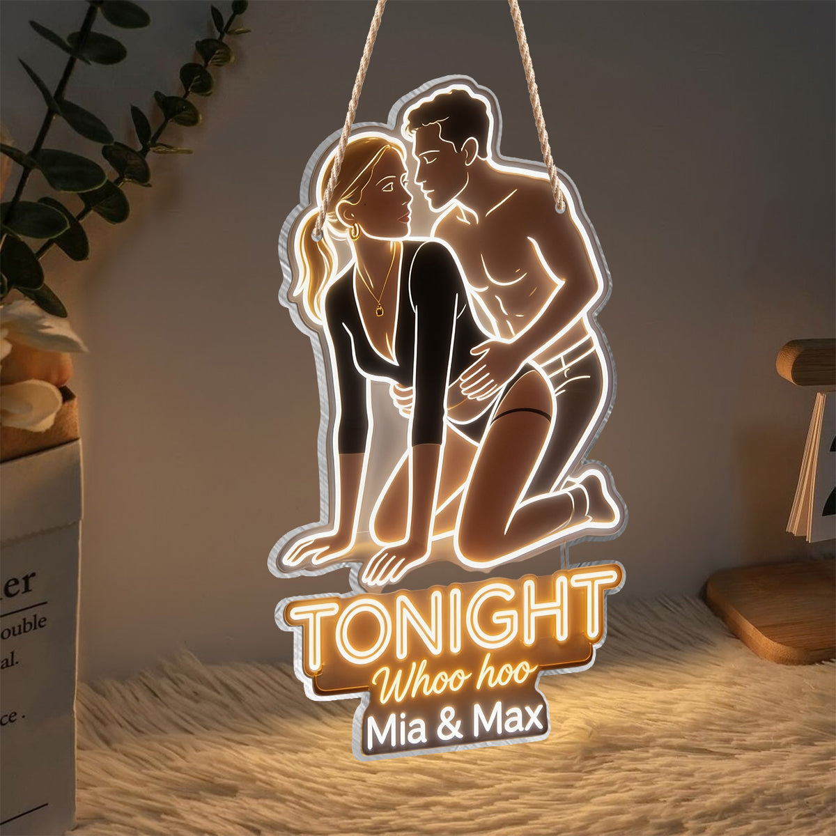 Heute Abend - Personalisierte Würzige Paar LED Licht Acrylschild