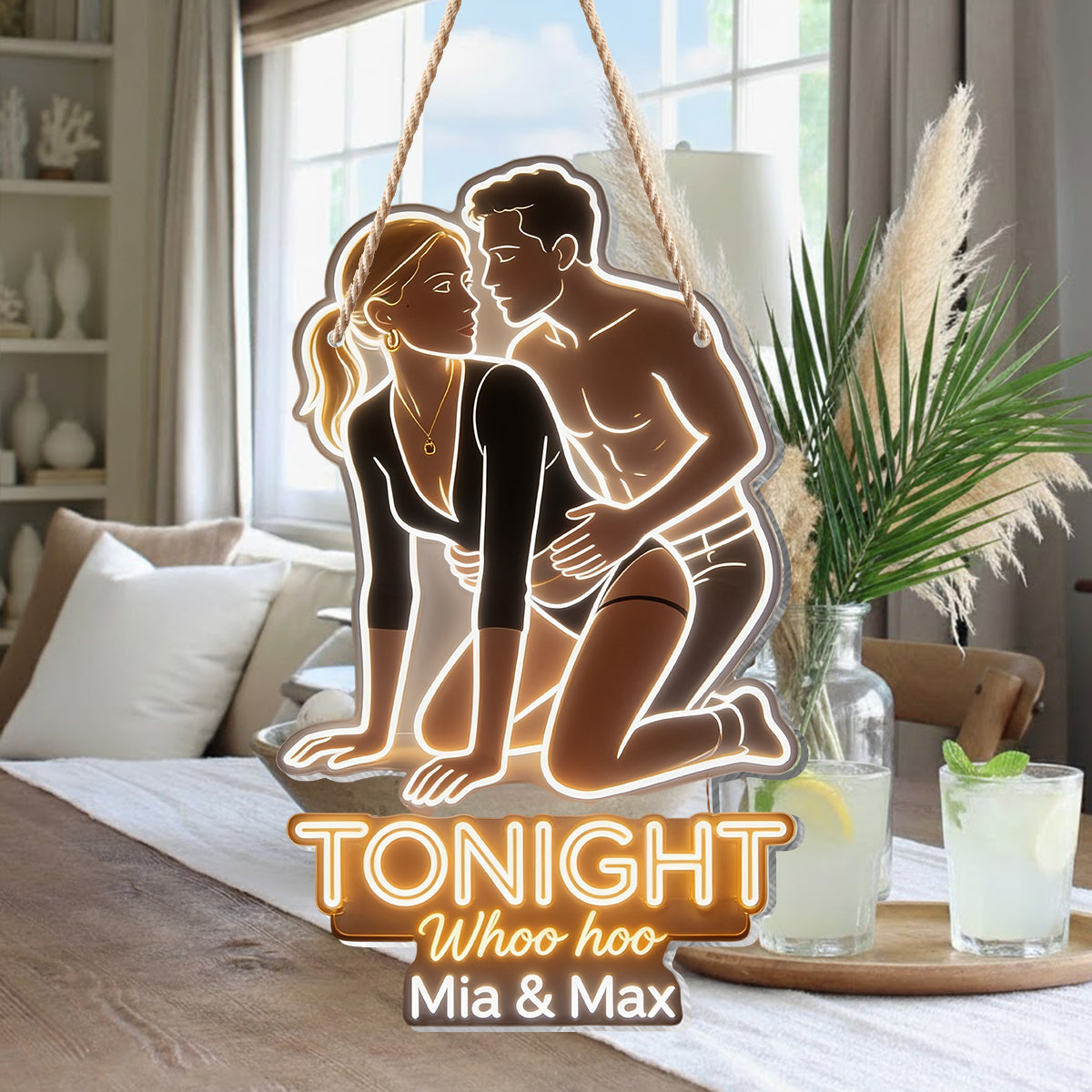 Heute Abend - Personalisierte Würzige Paar LED Licht Acrylschild