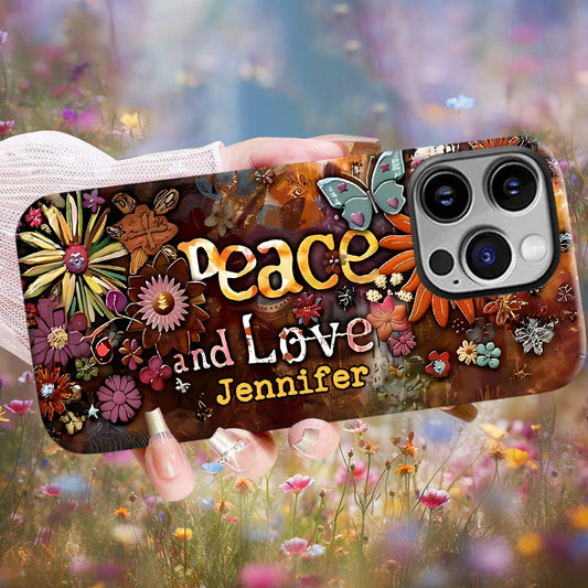 Frieden und Liebe – Personalisierte Handyhülle im Hippie-Stil mit Vollprint