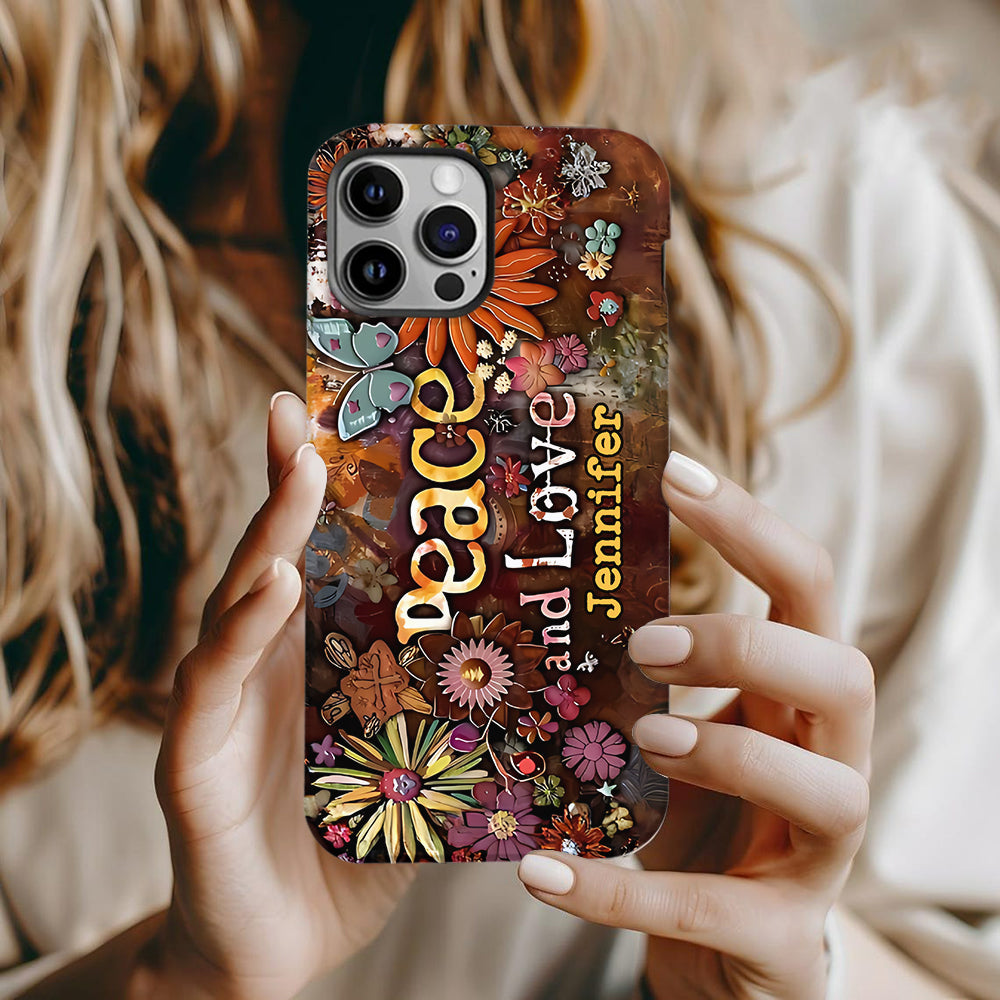Frieden und Liebe – Personalisierte Handyhülle im Hippie-Stil mit Vollprint