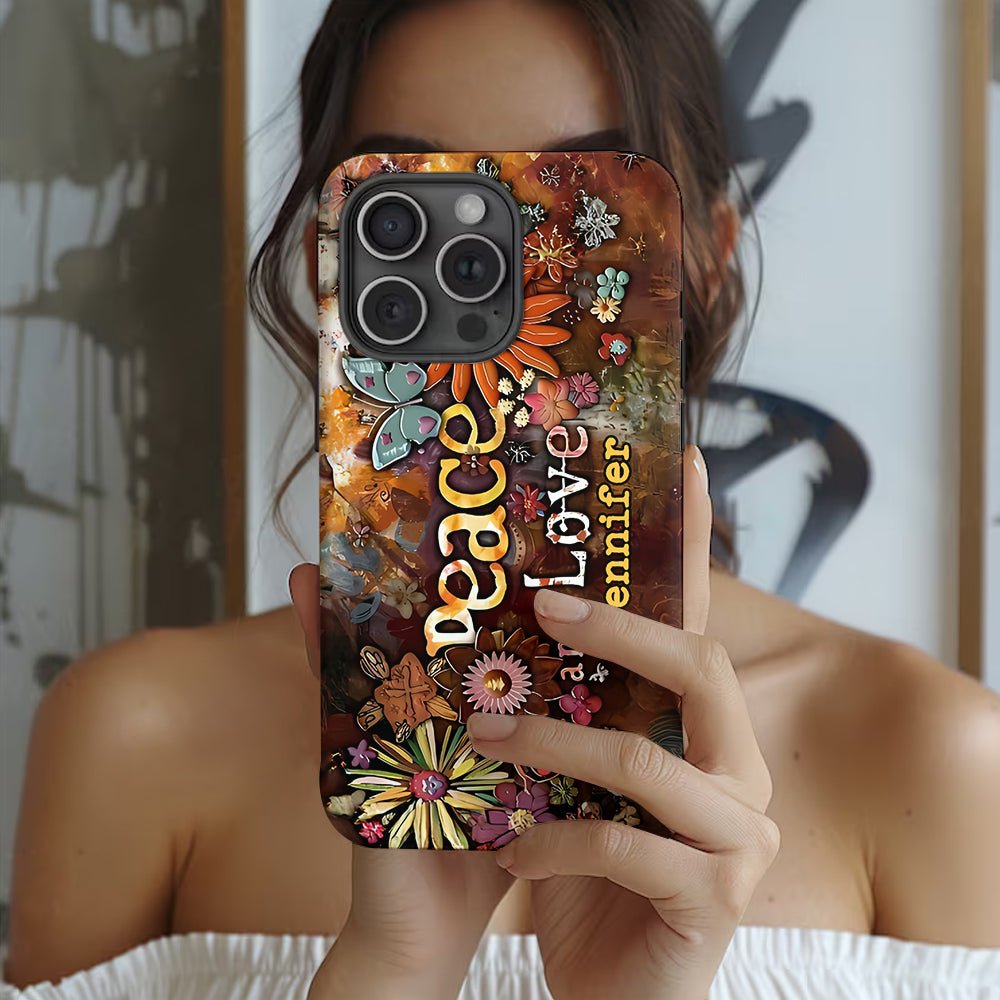 Frieden und Liebe – Personalisierte Handyhülle im Hippie-Stil mit Vollprint