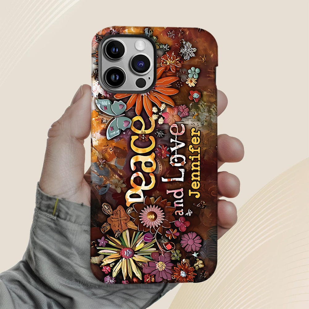 Frieden und Liebe – Personalisierte Handyhülle im Hippie-Stil mit Vollprint