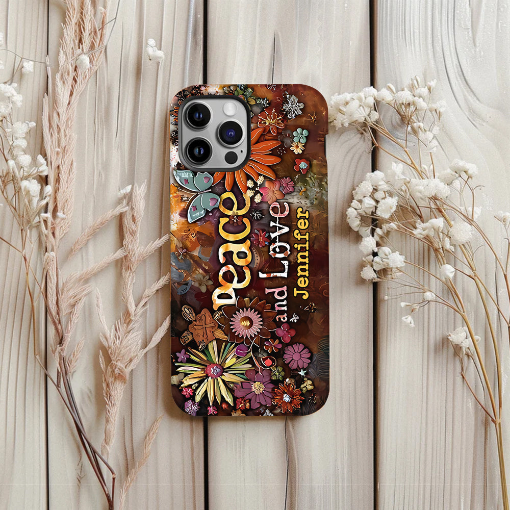 Frieden und Liebe – Personalisierte Handyhülle im Hippie-Stil mit Vollprint