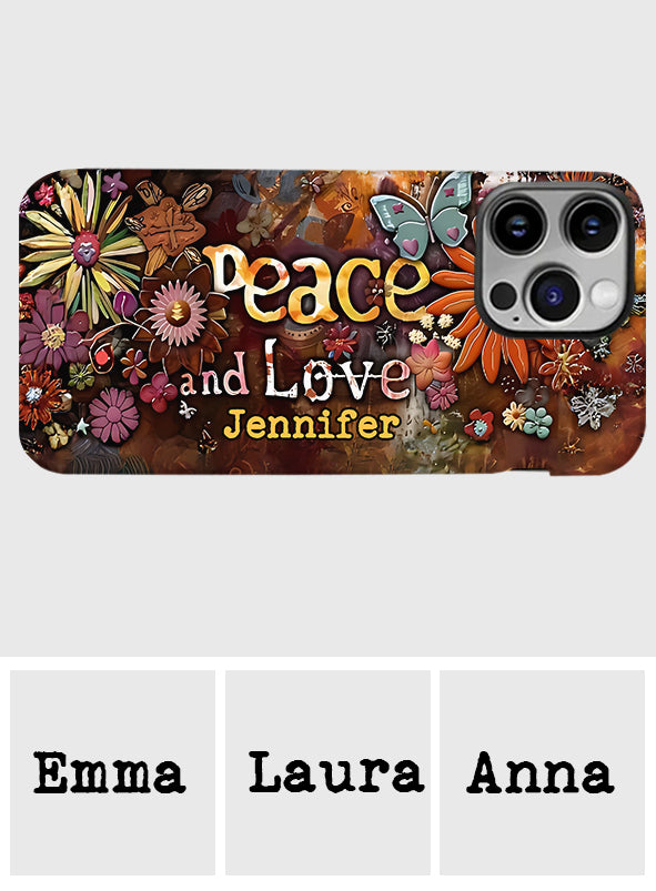 Frieden und Liebe – Personalisierte Handyhülle im Hippie-Stil mit Vollprint